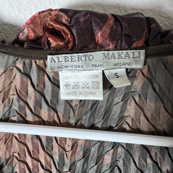 Alberto Makali Artsy Ruched Plisse Sheer Top Ruffle Stretchy Women’s Size S - Picture 6 of 6